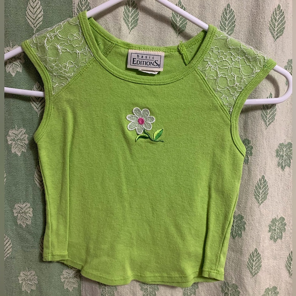 Girls Lime Basic Editions Daisy Tee (7/8)